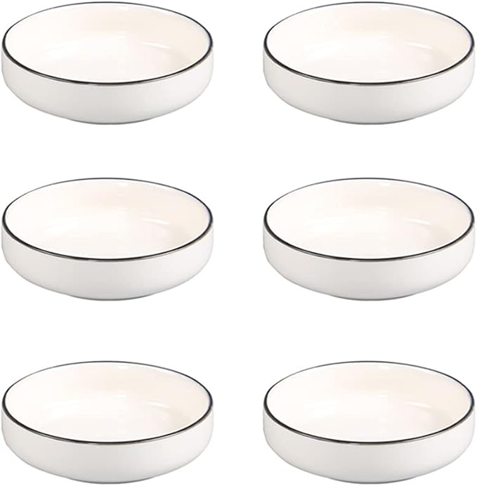 Colias Wing Multipurpose Porcelain Side Dish Bowl Seasoning Dishes Soy Dipping Sauce Dishes-Set of 6-White