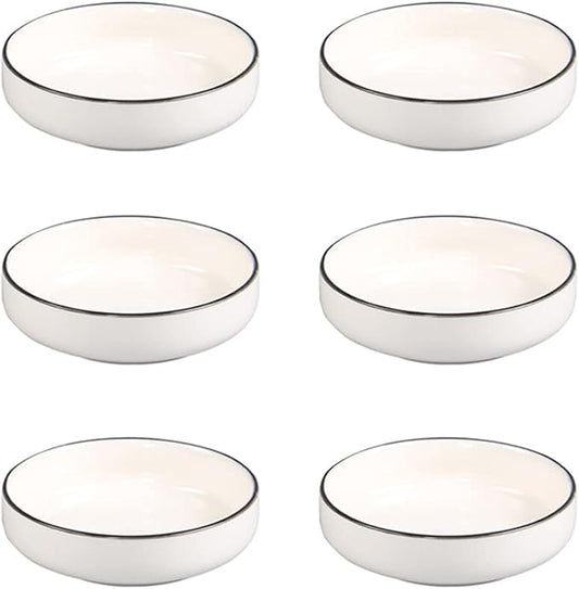 Colias Wing Multipurpose Porcelain Side Dish Bowl Seasoning Dishes Soy Dipping Sauce Dishes-Set of 6-White