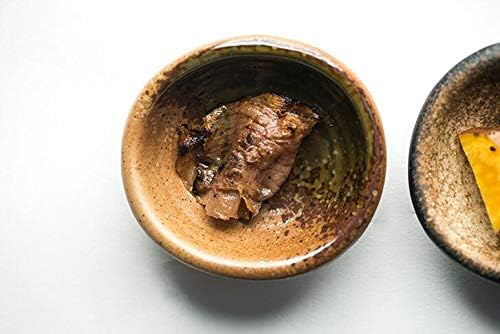 Colias Wing 3.5" Retro Style Black/Brown Stylish Design Multipurpose Porcelain Side Dish Bowl Seasoning Dishes Soy Dipping Sauce Dishes-Set of 5