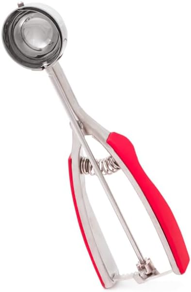 Ice Cream Scooper With Trigger: Stainless Steel Round Food Scooper For Ice Cream, Cookie Dough, Melon, Etc. - Food Disher With Comfy Grip And Release Trigger - 1 Ounce Small Scooper