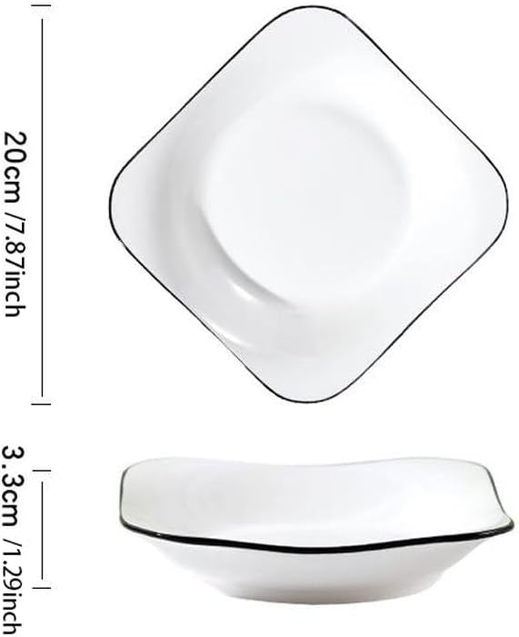 SONGCHAO Party Supplies 6 Square Plate Ceramic Household Dishes Creative Nordic Western Food Plate Deep Plate Fruit Plate Party Plates (Size : Small)