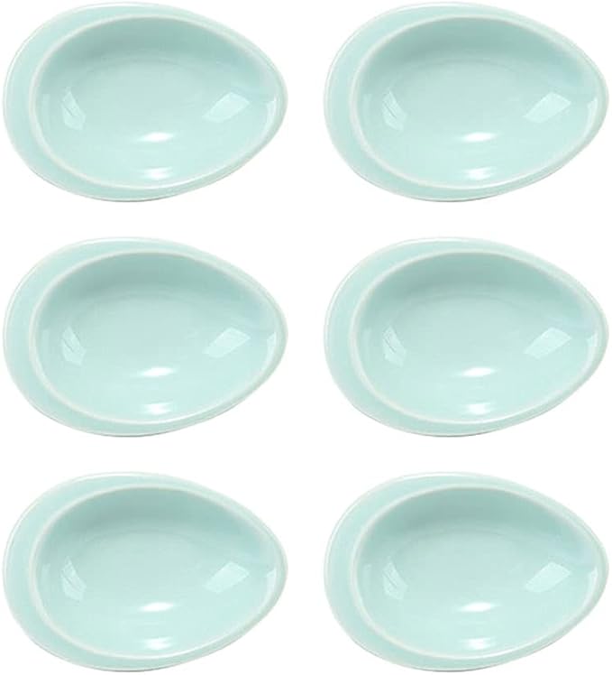 Appetizer Bowls 3.82 inch Soy Sauce Dish Ceramic Teardrop Mini Appetizer Plates Dipping Bowls Snack Dessert Dishes Sushi Ketchup Seasoning Dishes(6pcs) Salad Bowls