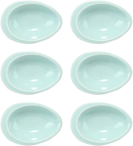 Appetizer Bowls 3.82 inch Soy Sauce Dish Ceramic Teardrop Mini Appetizer Plates Dipping Bowls Snack Dessert Dishes Sushi Ketchup Seasoning Dishes(6pcs) Salad Bowls