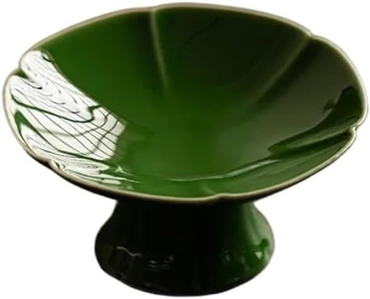 Appetizer Plates Ceramic Seasoning Dish Multipurpose Tray Serving Plate Fruit Bowl Kitchen Tableware for Condiment(Green)
