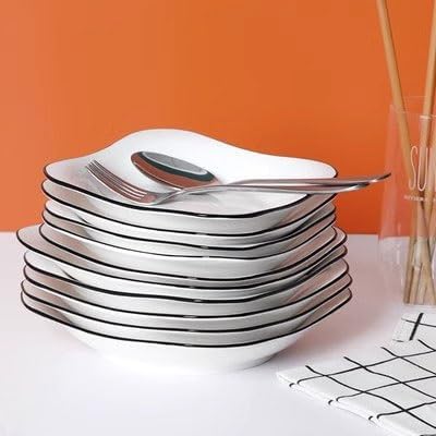 SONGCHAO Party Supplies 6 Square Plate Ceramic Household Dishes Creative Nordic Western Food Plate Deep Plate Fruit Plate Party Plates (Size : Small)