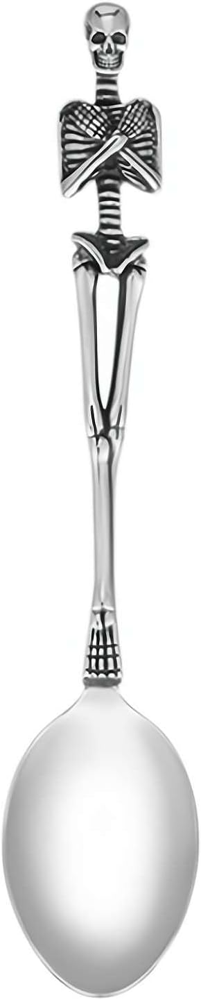 Stainless Steel Skeleton Forks and Spoons Goth Silverware Set Flatware Tableware Design Modern Look Great Gifts for Halloween Easter and Christmas (Spoon)