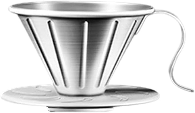 Stainless Steel Coffee Dripper with Holder, 304 Grade Filter Cup for Pour Over Coffee, Versatile Strainer for Home and Camping(S)