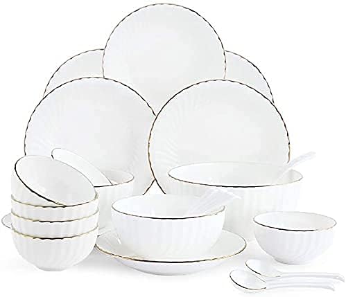 Dinnerware Set, Ceramics Dinnerware Set with 20-Piece,Bowl/Dish/Spoon|Bone China Dinner Sets, Porcelain Combination Set White,White Plates