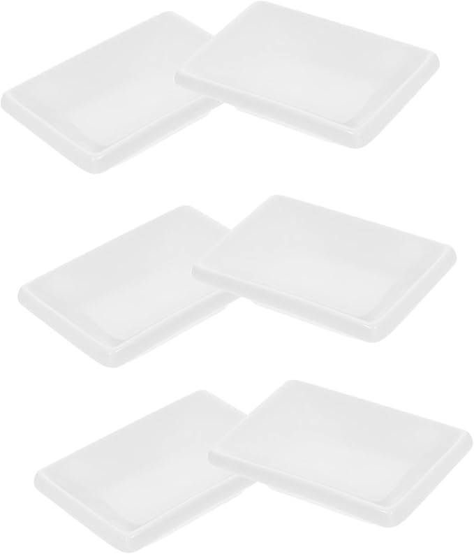 BESTYASH 6 Pcs Snack Dish Seasoning Dish White Tray Mini Seasoning Dishes Condiment Dishes Soy Sauce Dish Appetizer Plates Platter 、 Rectangular Dipping Dish Sauce Dishes Serving re-usable