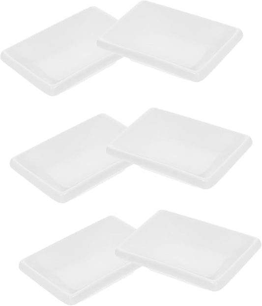 BESTYASH 6 Pcs Snack Dish Seasoning Dish White Tray Mini Seasoning Dishes Condiment Dishes Soy Sauce Dish Appetizer Plates Platter 、 Rectangular Dipping Dish Sauce Dishes Serving re-usable
