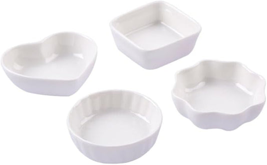 2PCS White Ceramic Dipping Dishes Japanese Style Porcelain Appetizer Plates for Sauces Seasonings and Condiments Elegant for Kitchen Dining
