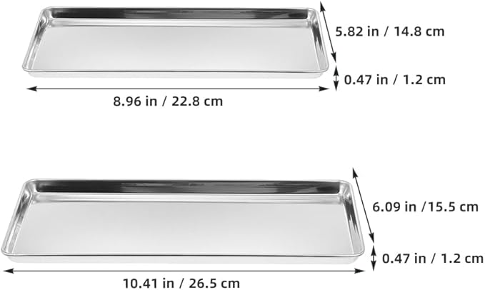 Stainless Steel Rectangular Serving Tray 10.4X6.1 Inch Food Snack Plate for Home Restaurant Hotel Dining
