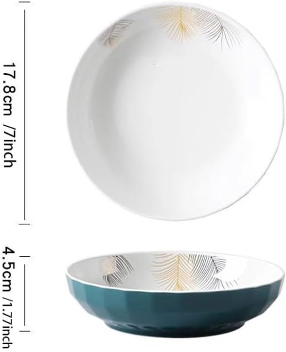 SONGCHAO Party Supplies 6pcs Ceramic Plate Household Dish Plate Chinese Simple Deep Soup Plate Breakfast Plate Microwaveable Party Plates (Color : 7inch)