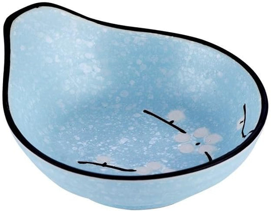 Dipping Bowls Japanese Style Ceramic Rice Bowl Dessert Bowl Creative Snack Bowl with Handle Seasoning Bowl Home Side Dish Plate Appetizer Bowls(Blue)