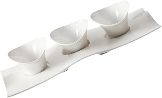 Ciieeo Japanese Style Ceramic Appetizer Plates 1 Set Seasoning Dish Unique Design for Condiments Suitable for Home Use for Dipping Sauces and Snacks