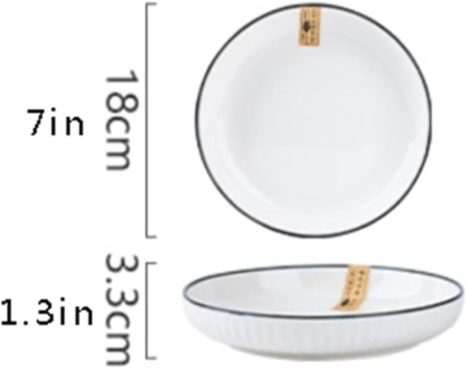 Salad plate Porcelain Appetizer Dishes Set of 4, Snack Dishes 7 inch White Ceramics Plates for Sides Snack Pasta Kitchen Soup Ceramic Serving Dishes Plastic plate (Color : 1)