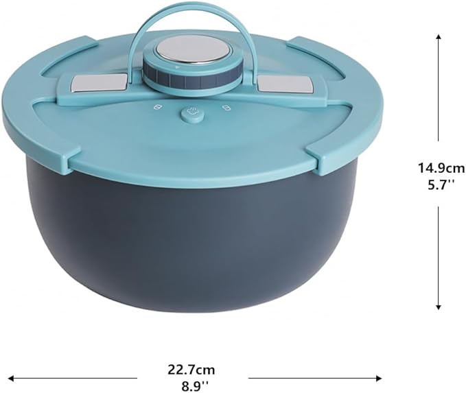 Double-Walled Stainless Steel Insulated Serving Bowl with Leak - Proof Lid - Insulated Casserole Dish - Keeps Food Warm and Cold for Hours - Perfect for Holidays, Parties, Camping (Blue, 2QT)