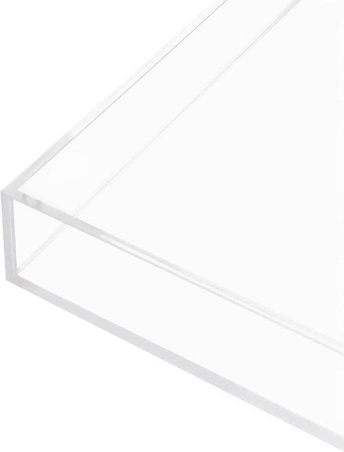 Clear Large Acrylic Round Serving Tray Decorative Trays Countertop Organizer Desserts Coffee Serving Tray with Handles,Spill Proof,for Desk,Nightstand, Sidetable(23.62")