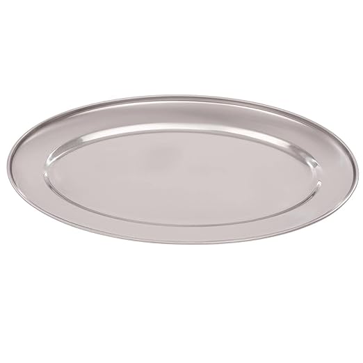 Olympia Oval Serving Tray with Wide Raised Rim Made of Stainless Steel - 350mm