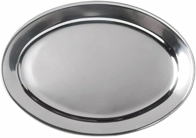 Soro Essentials- 21" x 14" Stainless Steel Oval Serving Platter 7mm Thickness Set of 2- Heavy Weight Serving Tray Party Food Display Tray Ideal for Serving Appetizer Charcuterie Food Snack Dessert