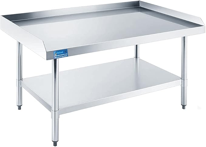 Stainless Steel Equipment Grill Stand with Adjustable Undershelf | Heavy Duty 18-Gauge Top | NSF Certified for Commercial Kitchens & Utility Spaces (30" x 48")