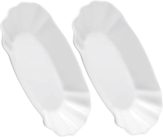 Cabilock 2pcs Ceramic Snack Plates Creative White Dishes for Appetizers Dried Fruits Nuts and Desserts for Home Parties and Gatherings