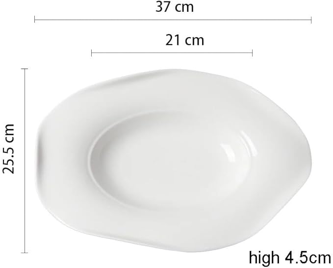Kitchen Plates Ceramic Dinner Plate Irregular Shape Pasta Sushi Steak Plate Simple Restaurant Solid Color Tableware Dessert Tray Cooking Dishes Cold Dish Plate Restaurant Plates(B 14.5 inch)