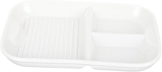 Healifty Marble Serving Tray Serving Platter Three-grid Food Tray Ceramic Dishes Home Tableware Easy to Clean