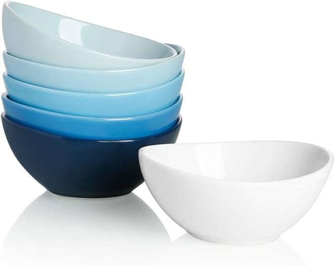 Sweejar Ceramic Small Bowls Set, 8 OZ for Ice Cream, Dessert, Small Side Dishes, Salad, Fruit Set of 6 (Similarcolour)