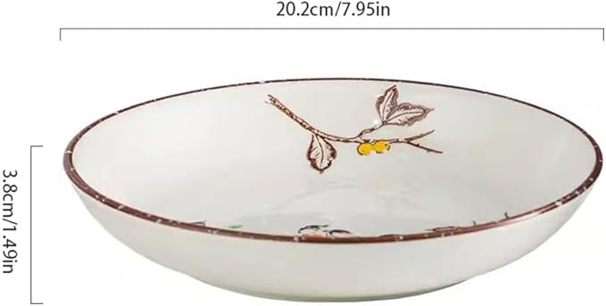 Kitchen Plates Japanese Retro Ceramic Plate Deep Plate Dinner Plate Home Restaurant Rice Bowl Soup Plate Japanese Tableware Restaurant Plates(4)