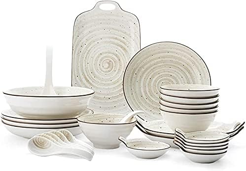 Dining Plate Set 27 Pieces Ceramics Dinner Set Bowl/Dish/Spoon|dinnerware Set Nordic Simple Style Combination Tableware Set Gray for Gift