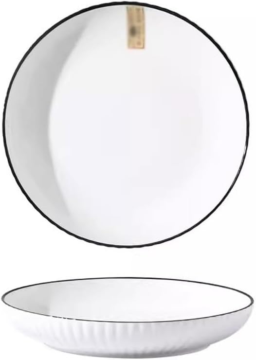 Dining Plates Nordic Style Simple Plate Dish Plate Home Solid Color Creative Personality Round Ceramic Dish Plate Fruit Salad Plate Dinner Plate(A,8in*4)