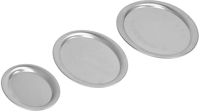 Stainless Steel Serving Platter Set, Silver Tray Mirror Finish, 3pcs Assorted Sizes - Durable 304 Steel, Easy to Clean, Versatile Display and Serving Use (Silver)