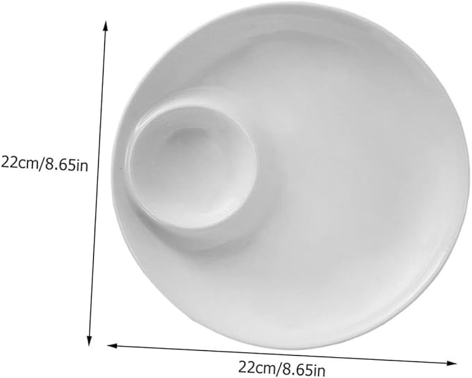 9-Inch White Ceramic Dumpling Plate Simple Style Serving Dish for Dipping and Sauces for Appetizers and Desserts for Entertaining