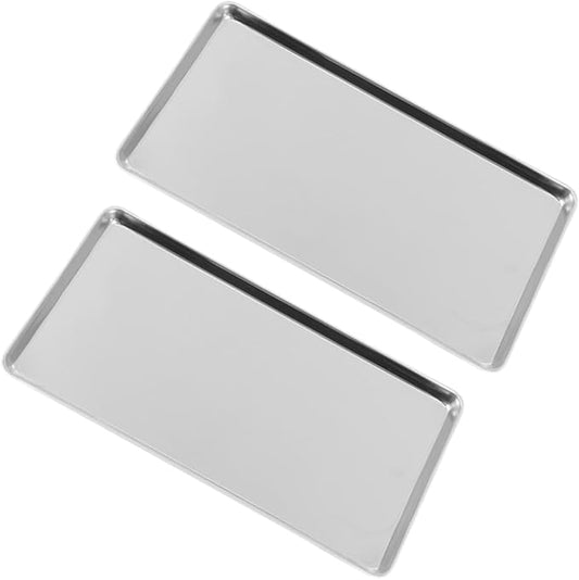 GLEAVI 2pcs Stainless Steel Steaming Tray Noodle Serving Tray for Restaurant and Hotel Use Food Presentation Platters