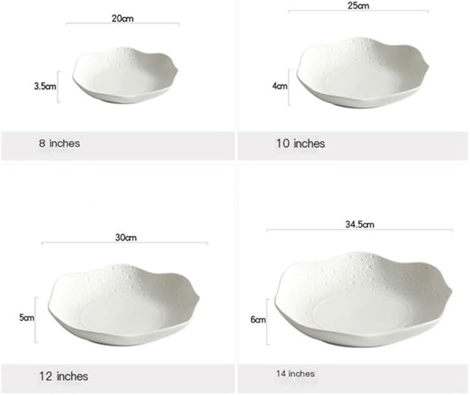 Plates, Household Vegetable Plate Simple Ceramic Tableware Salad Dessert Large Bowl Noodle Soup Bowl Plates Ceramic(10inches)