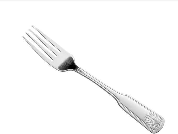 Soro Essentials- Stainless Steel Seashell Serving Fork Set of 12- Serving Utensils Serving Flatware Cutlery Kitchen Tableware Buffet Serving Utensils for Home Kitchen and Restaurant