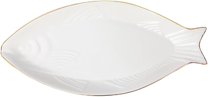 Fish Shaped Ceramic Plate Decorative Serving Tray for Appetizers Desserts Cheese