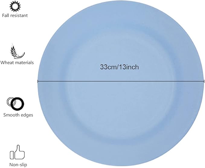 4 Pack 13 Inch Extra large Size Dinner Plate Sets, Delicious Pasta Plates, Unbreakable Dishes, Lightweight Salad Dinnerware, Reusable Dessert Tableware (33cm Beige)