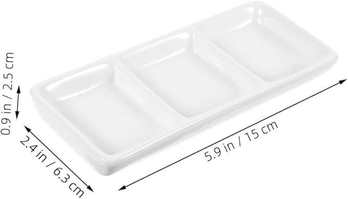 Alipis 4pcs Divided Serving Tray Ceramic Seasoning Containers Snack Plate Condiment Plate