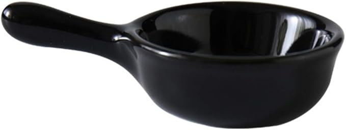Ceramic Sauce Dish with Handle Seasoning Dish Sushi Soy Dipping Bowl Appetizer Plates for Wedding Home Party 40ML-Black