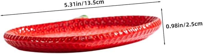 Zerodeko Strawberry Shaped Ceramic Appetizer Plates Charming Porcelain Snack Dish for Sushi Pastries and Desserts Compact and Portable for Home Gatherings and Outdoor Picnics