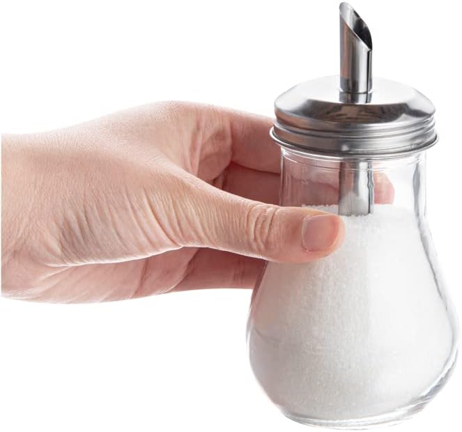 Restaurantware RW Base 6 Ounce Glass Dispenser With Lid 1 Clear Finish Sugar Pourer Dispenser - FDA-Approved Dishwashable Clear Glass Sauce Pourer Refillable Pouring Spout