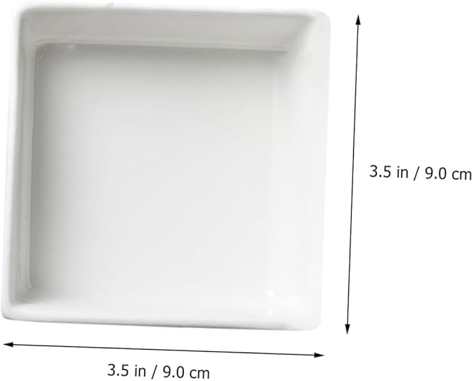 2pcs Square Mini Ceramic Seasoning Dishes Pure White Condiment Plates for Sauces and Appetizers for Entertaining and Dining