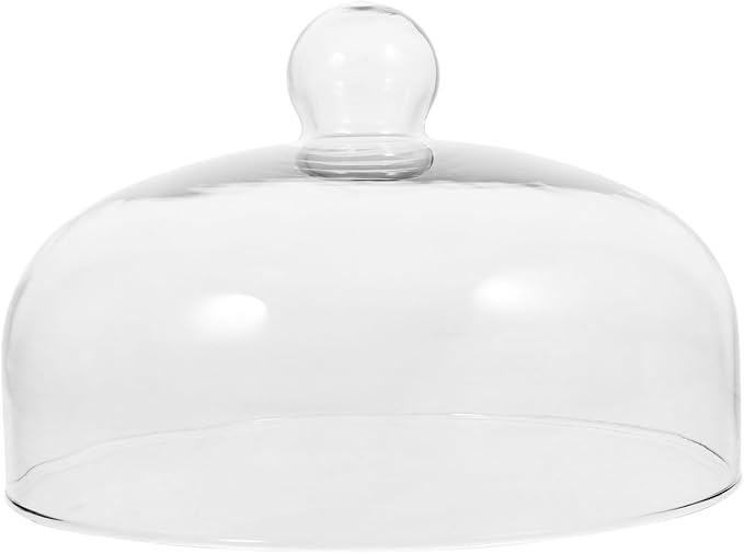 Housoutil Glass Cake Dome Cover, 10 Inch Clear Round Cake Cover, Glass Dessert Dome Lid for Kitchen, Birthday, Weddings, Party, Appetizer Dessert & Cheese Serving Platter