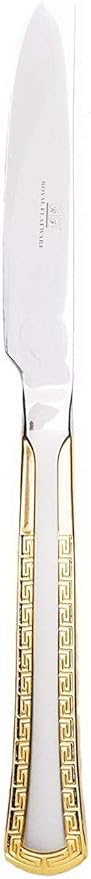 Silver Stainless Steel Dinner Knife, Gold-Plated Hostess Serving Set, Elegant Flatware Set 12/set