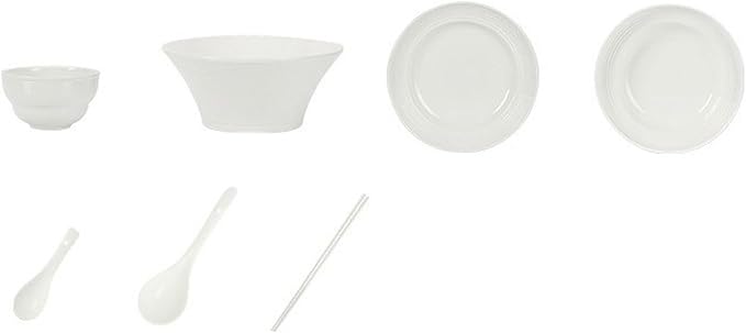 Nordic wind household simple and exquisite underglaze color high temperature resistant pure white ceramic tableware-24-piece for 4 people.