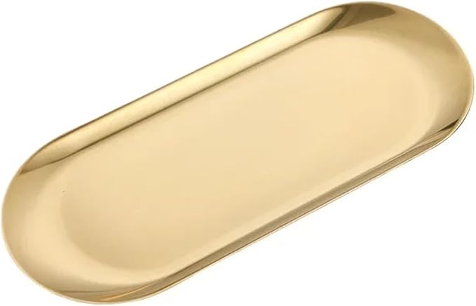 Serving Tray 4pcs Stainless Steel Cosmetic Storage Tray False Nails Dish Tools Storage Tray Serving Plate Docoration Serving Tray (GoldM)