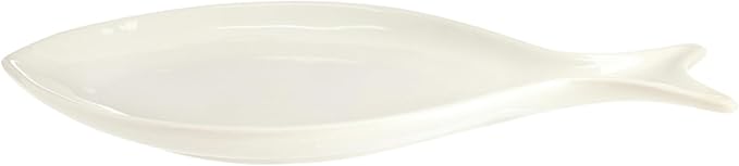 Santa Barbara Design Studio Appetizer Plate Set - 9" Ceramic Fish-Shaped Dessert Plates, 4-Count, White