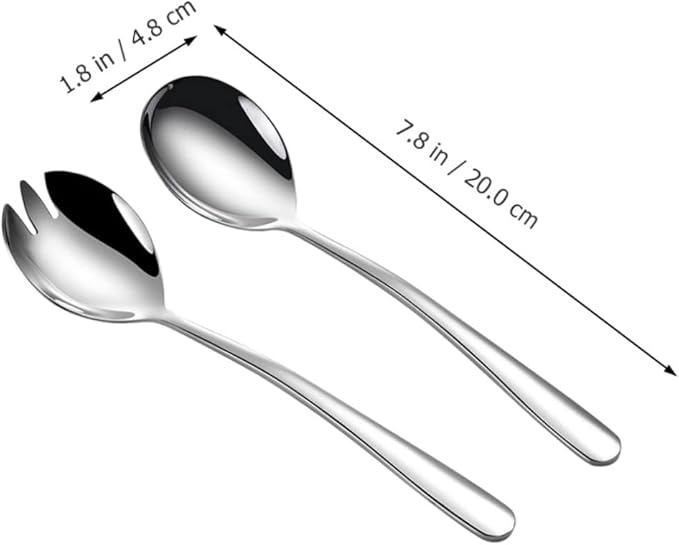 BESTonZON 3 sets Utensils Dinner Serving Flatware Tool Spoons Steel Stainless Pasta Dessert Buffet Banquet Fork Gadgets Kitchen Party Servers Fruit and for Silver Spoon Salad Metal